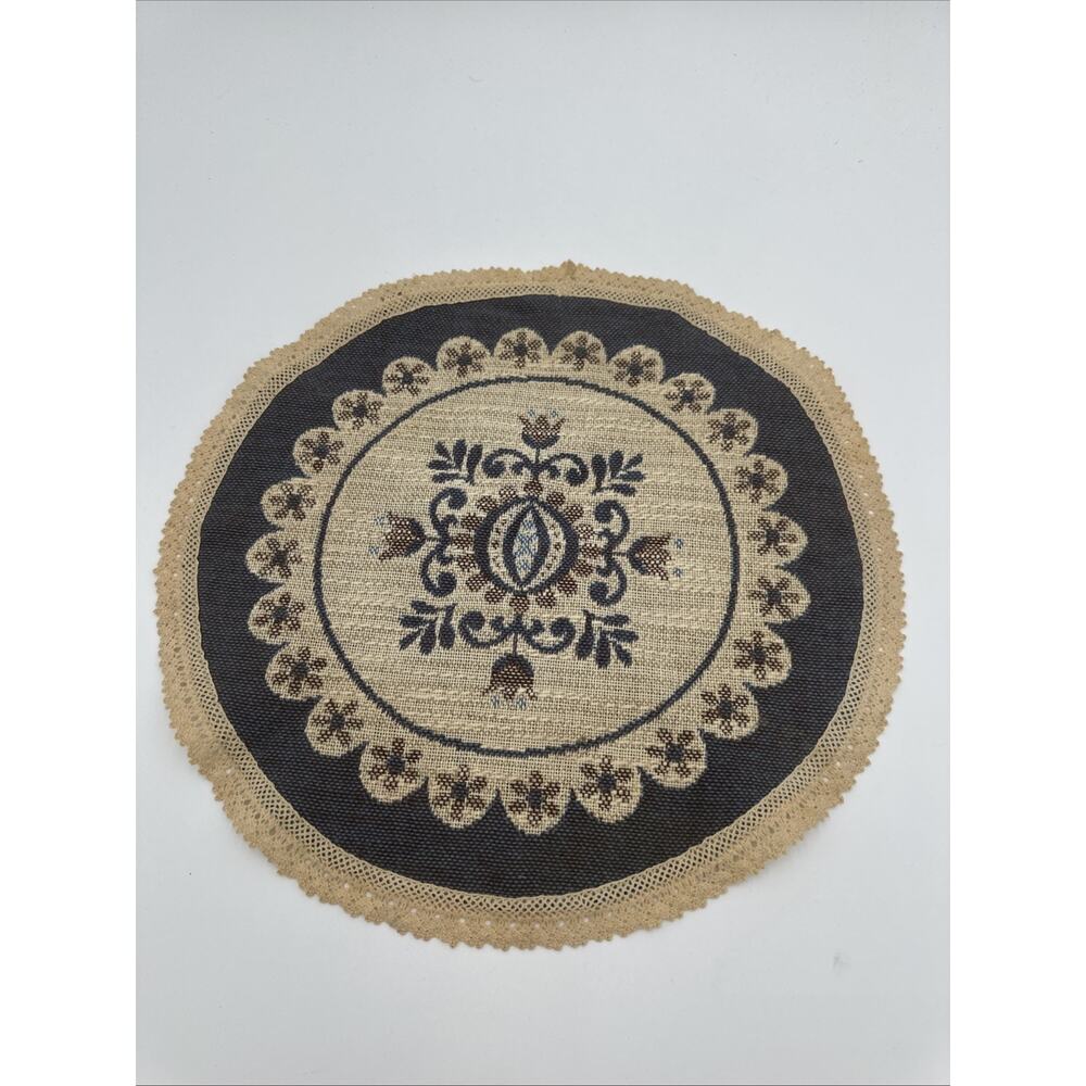 Vintage Austria Round Tapestry 100% Baumwolle 14” Diameter EUC